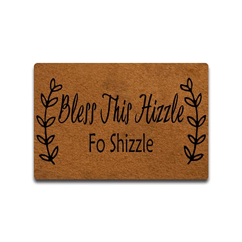 SSanyyL Fußmatte mit Aufschrift "Bless This Hizzle", personalisierbar, lustige Fußmatte, Geschenk zum Einzug, Monogramm, rutschfest, Gummi, 60 x 40 cm