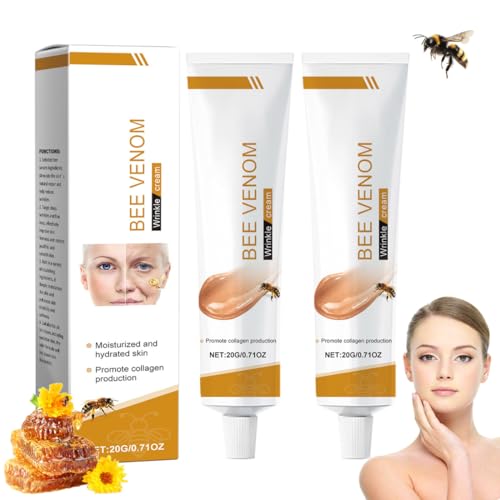 GNHG 2boxes Crema Para Eliminar Arrugas Con Veneno De Abeja,Veneno De Abeja Crema,Reafirmante Antiarrugas Con,Humectante Antiarrugas Para Rostro y Cuello,Hidratación,Lifting y Recuperación