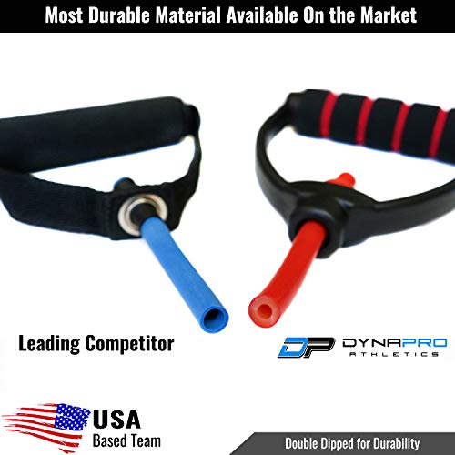 DYNAPRO Exercise Resistance Bands – Adjustable, Comfort Handles, Professional Quality - Workout Guide Included, Perfect for Any Home Fitness Training Program Sold Individual or Set (Five Bands)