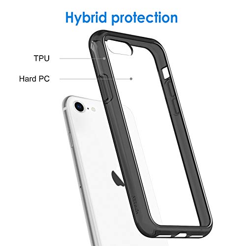 Image of JETech Case for iPhone SE 3 /2 (2022 /2020 Edition), iPhone 8 and iPhone 7, 4.7-Inch, Non-Yellowing Shockproof Phone Bumper Cover, Anti-Scratch Clear Back (Dark Gray)
