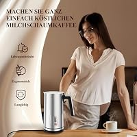 Elektrischer 4 in 1 Milchaufschäumer: Milchschäumer aus Edelstahl für heißen und kalten Milchschaum – 300 ml großer Milchwärmer für Latte, Cappuccino, Macchiato, heiße Schokolade (Silber) – Ansicht 6