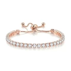Rose Gold White CZ Tennis Bracelets