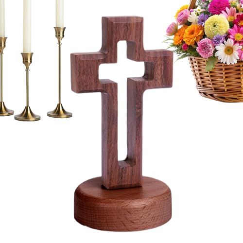Escultura religiosa católica con base floral para sala y dormitorio