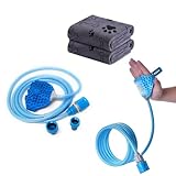 Dog Shower Set: Sprayer Compatible with Indoor Showers or Outdoor Garden Hoses, for Grooming Dogs and Cats, Includes Garden and Shower Hose adapters and Two Super Absorbent Microfiber Towels.