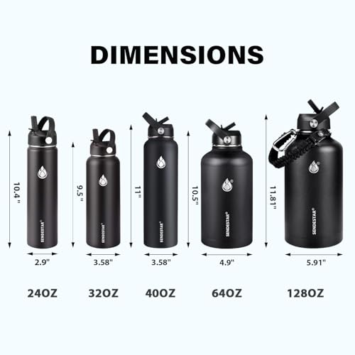 Image of Insulated Water Bottle 64 oz, Triple Wall Vacuum Stainless Steel Water Bottles (Cold for 48 Hrs), Leak Proof & Non-BPA, Half Gallon Water Flask Jug Wide Mouth Straw Lid & Spout Lid