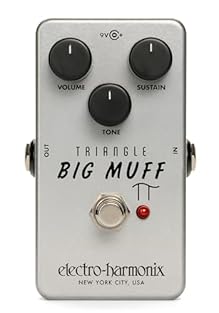 The authentic V1 Triangle Big Muff reissued in a nano-sized chassis Effect status LED True bypass Vintage look and graphics Comes with a 9V battery, also accepts an optional EHX 9.6DC200mA PSU