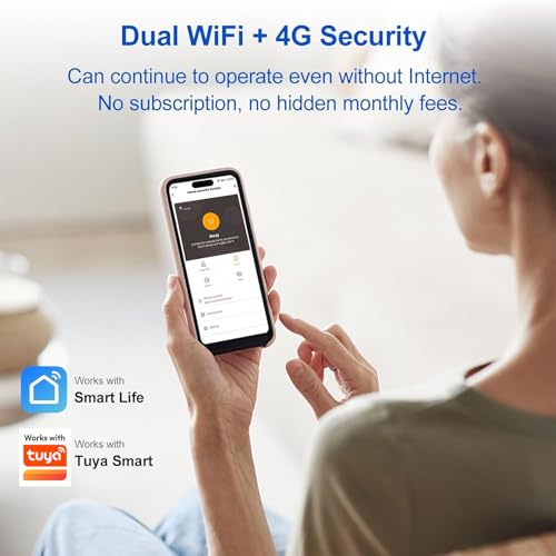 WiFi Wireless Alarm System for Home Security - 24/7 Protection Smart Home Devices 4.3" Touch Screen, GSM/4G+WiFi, App Instant Alerts, No Monthly Fee, Alexa Compatible for Villa, Kids Safety (24 pcs) - Image 3