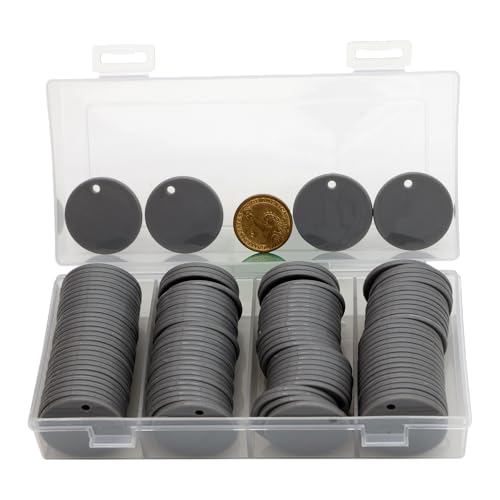 HAKITAROOM 35MM with Holes, 120 Pieces per Box of Plastic Poker Chips - Perfect for Bar Activities, Teaching Games, and Customizable Accessories with Text. (Gray, 35MM/1.37 Inch)