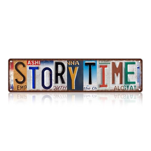 JBYMsign Vintage Book Nook Street Sign Story Time Wall Decor