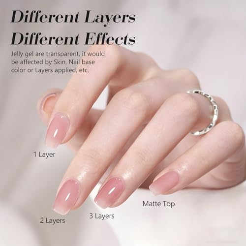 Image of CANNI 9ml Jelly Pink Oyster Gel Nail Polish, High Gloss UV LED Soak Off Gel