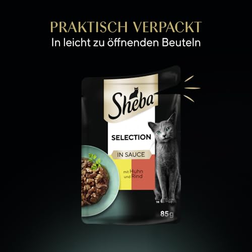 Sheba Selection Katzen Nassfutter im Portionsbeutel mit Huhn und Rind in Sauce 28x85g – Ansicht 6