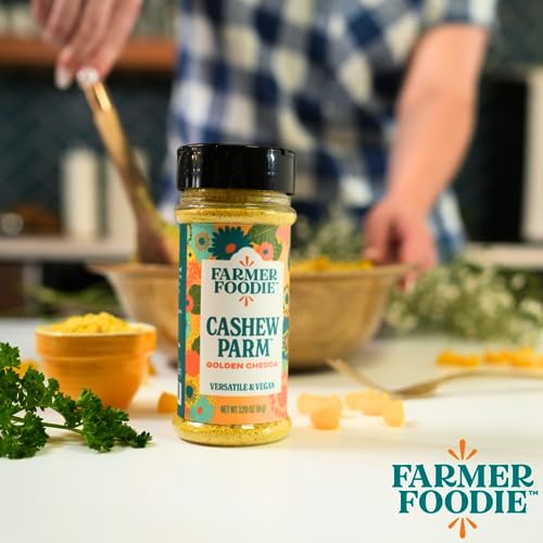 Farmer Foodie | Golden Chedda | Vegan Dairy-Free Cashew Parmesan Cheese Alternative | Grated | Gluten-Free | 3.2 oz Jar with Pour & Sprinkle Cap - Thumbnail 3