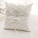 AWEHIRU Dzty Ivory Lace Pearl Wedding Ring Pillow Cushion Bearer 8.2 Inch for Beach Wedding