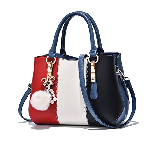 Sac cabas multicolore pour femme idéal pour le shopping et le bureau en cuir PU bleu