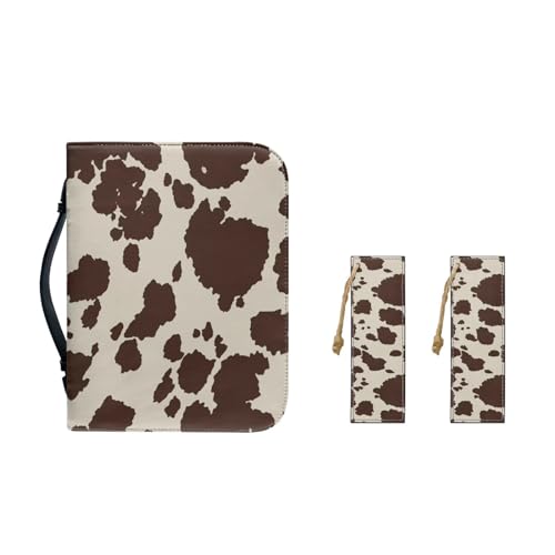 Custodia per il trasporto della Bibbia per donne con segnalibro pelle ragazze PU copertura studio accessori Stampa bovina XL-11.2x8x2.2