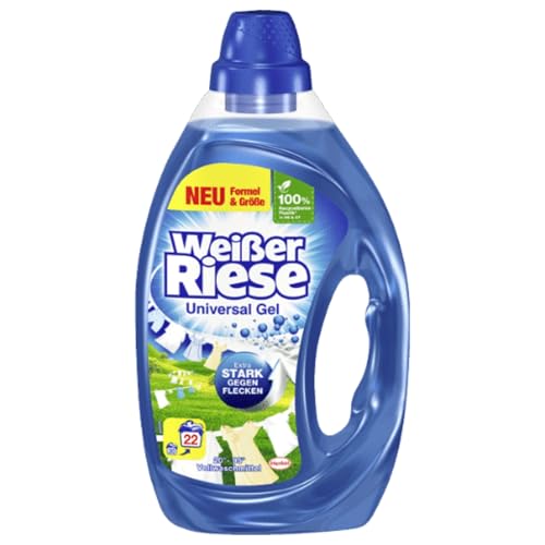 Weißer Riese Universal Gel (22 lavages), la lessive complète assure un linge propre et a un effet énorme contre les taches, actif à froid dès 20 °C, 100% recyclable *