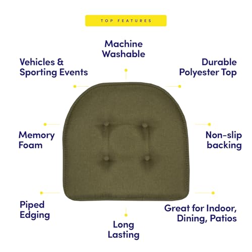 image for Sweet Home Collection Chair Cushion Memory Foam Pads Tufted Slip Non S