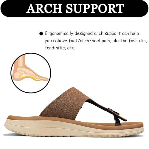 Image of Mens Sandals Adjustable Buckle Straps with Arch Support Lightweight Comfort Beach Sandals Soft Cushion Footbed Summer Slippers Open Toe Slides for Indoor and Outdoor