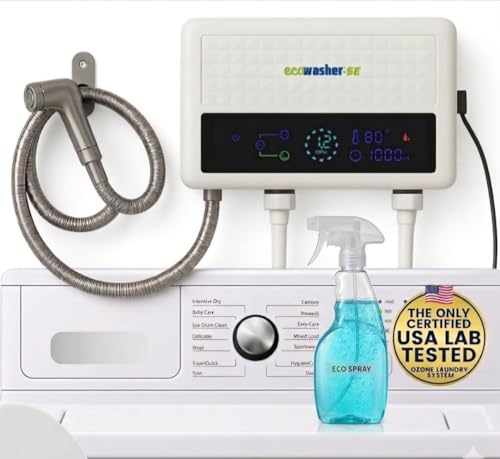 EcoWasher® SE #1 Hard Water Detergent Free “Ozone+Ionization+Magnet” Powered Laundry System | Thousands Sold |Raving Reviews |2 Ozone Settings | Stainless Sprayer | As Seen Fox News