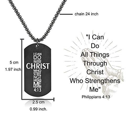 Jholy Stainless Steel Men Basketball Player 23 Cross Dog Tag Pendant I Can Do All Things Necklace (Black) #TOP3