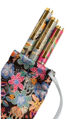 Image of Johnny Was Pen Set - Caetana - Set Of 3 Colorful Pens In Colorful Pouch