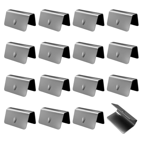 YoRise 16PCS Car Windshield Water Retaining Strip Clips, Stainless Steel Wind Rain Deflector Channel Fixing Clips, Universal One-Piece Auto Wind Deflector Clip for Most Cars (Silver)