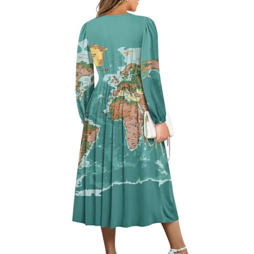 Women's V-Neck Long Sleeve Tie Dress Midi Dresses Wrap Waist Dress for Party Wedding Guest Cocktail4