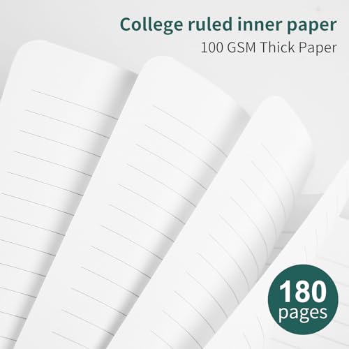 Image of Spiral Notebook - 7.24 inch x 10 inch College Ruled Journal with Inner Pockets and 180 Pages, PU Leather Cover Business Journal, Twin-Wire Binding Notebook Perfect for Office & Home School Supplies Green