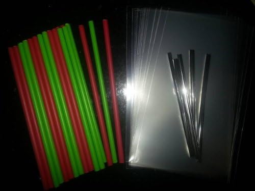 24 x 4.5" Red & Green Lollipop Stick Set - Great for Cake Pops, Chocolates, Lollies..etc