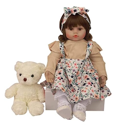 Yedaoiu Återfödd docka gravida kvinnor träning rekvisita livliga barn lugnande sömn docka baby kläder modell 0-3m playhouse utsökt dekorerad gåva 24in för barn present,Brown