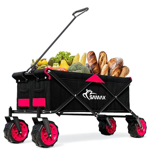 SAMAX Bollerwagen Handwagen Gartenwagen Strandwagen Klappbar Faltbarer Bollerwagen Transportwagen -...
