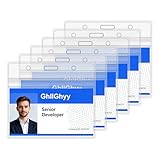 GhllGhyy 6 Pack Extra Thick Name Badge Holders, Durable & Sealable Waterproof Horizontal ID Badge Holders, Clear PVC Plastic Badge Sleeve for Credit Card/Proximity/RFID/Work Badge/Room Key