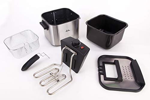 Jata FR279 - Freidora de 2,5 litros y 2000 W de potencia. Cuba extraíble. 100% desmontable. Fácil limpieza. Antimezcla de sabores. Se puede cocinar con la tapa puesta.