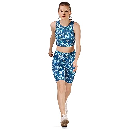 Image of SOIE Women Polyester Blend Sports Shorts High Waist Knee Length with Side Pocket Quick Dry Squat Proof Athleisure Shorts for Workout