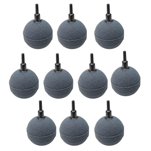 FUKUMIDO エアー ストーン 丸 型 水槽 魚 水草 メダカ 酸素 アクアリウム 飼育 金魚 熱帯魚 水耕栽培 ブクブク 50mm グレー 10個 セット