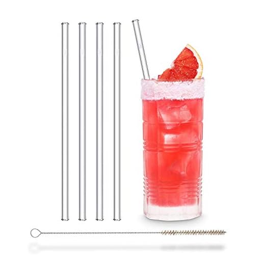 HALM Glas-Strohhalme 23 cm Transparent - 4 Stück gerade Wiederverwendbare Glas-Trinkhalme aus SCHOTT® Glas + Reinigungsbürste gesunde Glastrinkhalme, Glasstrohhalme für Cocktail, Smoothie nachhaltig