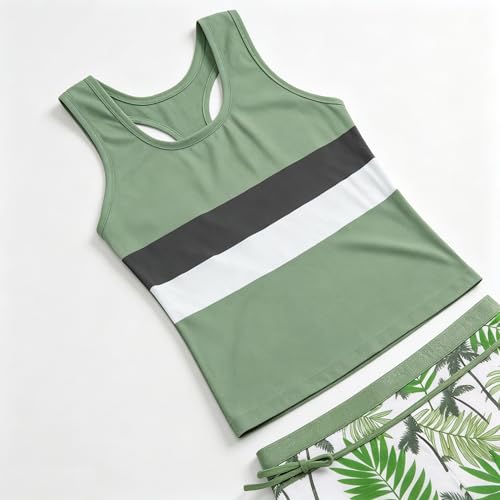 Image of Akokvlar Girls Two Piece Bathing Suit Swimsuit Tankini Swimwear with Boyshort