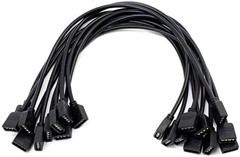 ESUMIC LED Cable Connector Extension Cable Wire 4 Pin Female to Female for SMD 5050 3528 RGB LED Strip Light 30cm Black 10 Pack (Black)