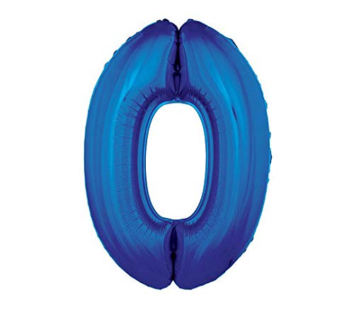 Lot de 12 - Ballon Chiffre '0' en Aluminium Bleu 1m