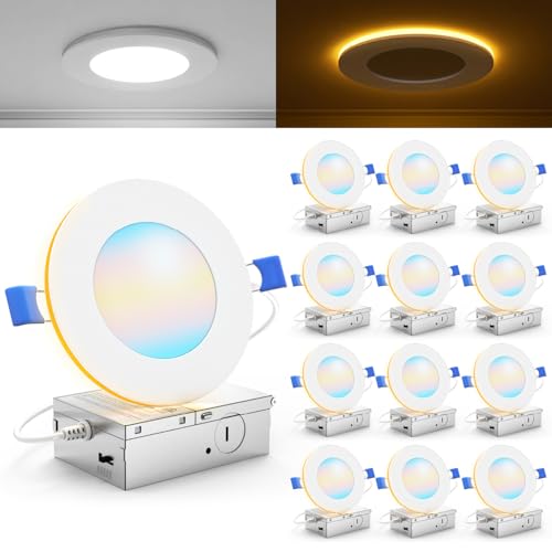 Sunco 12 Pack 4 Inch Recessed Lights, Night Light, 5CCT 11W=110W, Dimmable by Sunco Lighting - Used condition - US$59.24