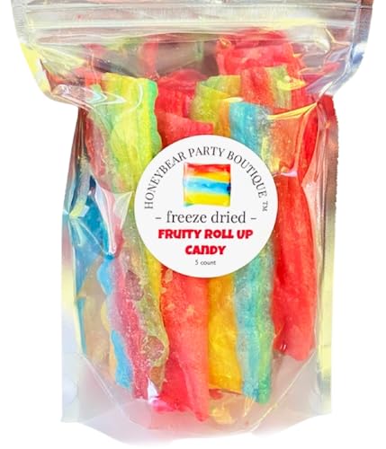 Freeze Dried Fruit Roll Ups Candy - 5 Full Fruit Rolls - Shipped in a Box - Tropical Tye Dye & Strawberry
