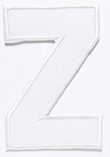 3 INCHES White Letter Z Patch Character English Letter A-Z Embroidered Iron On or Sew On Novelty Patch Clothes Bag T-Shirt Jeans Biker Badge Applique Embroidery (Letter Z)