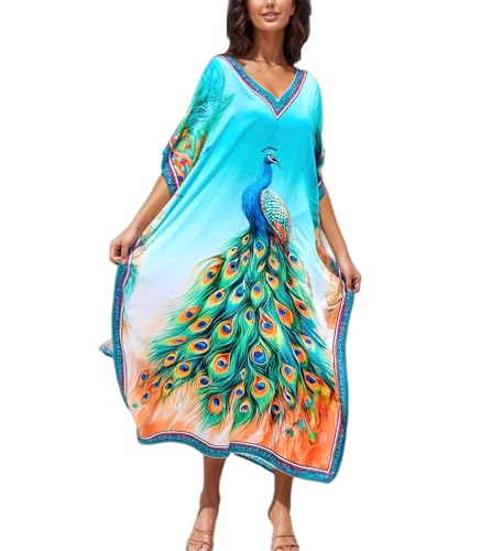 Image of NFVNKJ Women's Plus Size Beach Lounge Kaftan Maxi Dress Swimsuit Coverup for Women