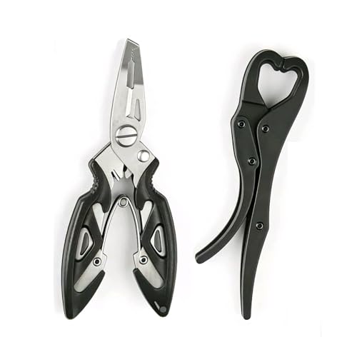 FENNIDICE Fishing Accessories, Multi-Functional Fishing Tool Kit with Fish Gripper, with Functions of Ring Opening, Sinker Trimming, Hook Clamping, Essential Gear for Men, Great for Male Anglers