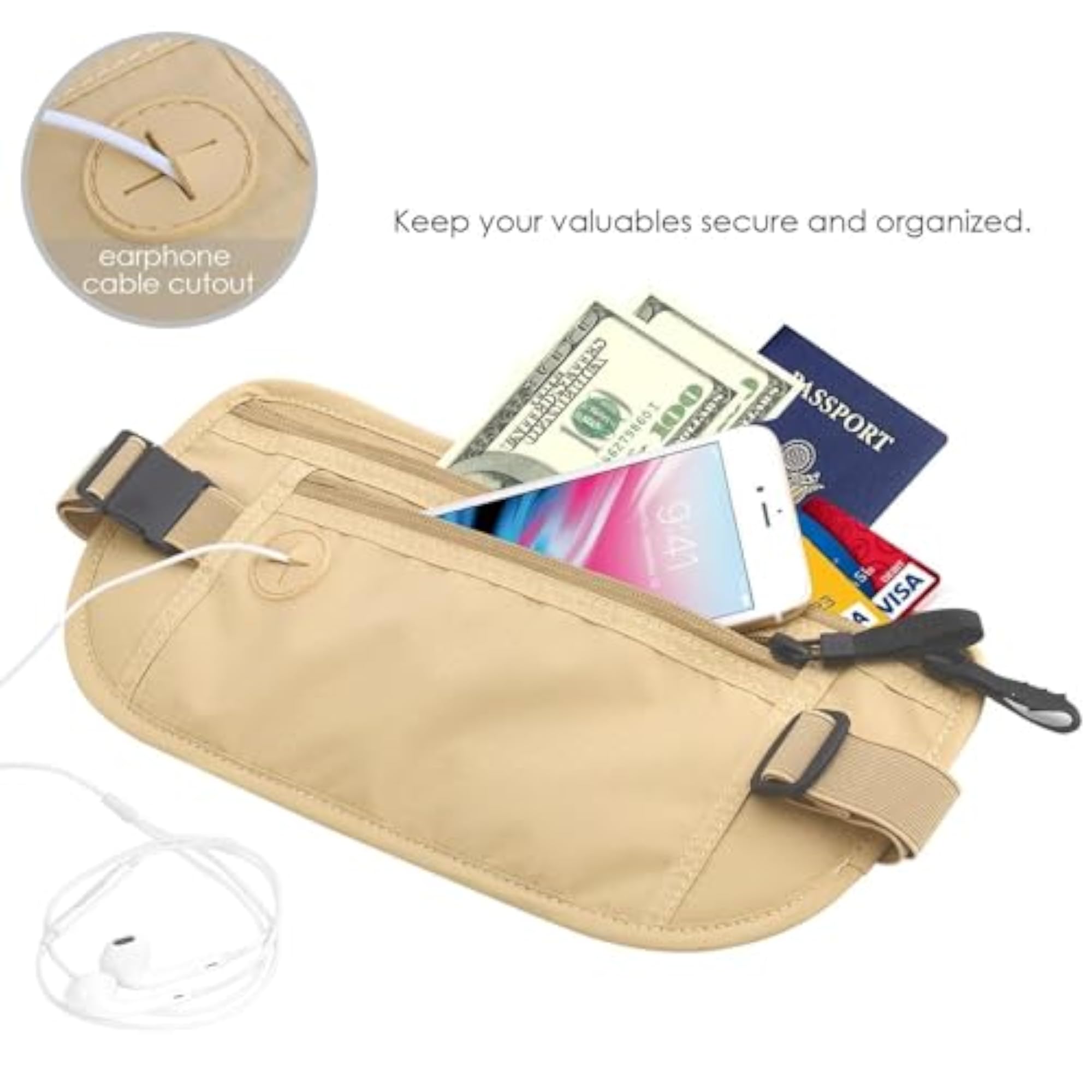 Secure Travel Money Belt, RFID Blocking Waist Pouch