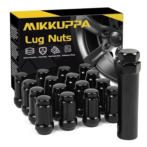 Image of MIKKUPPA 16PCS M12x1.5 Lug Nuts, Black Spline Drive 17mm Hex ATV Tire Nuts Includes Socket Key Tool, Replacement for Polaris Ranger RZR Honda Can-Am Pioneer Maverick X3 Talon Outlander Civic
