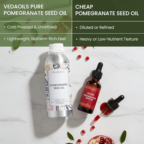 Image of VedaOils Pomegranate Seed Oil 100ml | 100% Pure Cold-Pressed Pomegranate Oil for Face, Hair & Skin | Brightens Skin, Moisturizes, Supports Hair Growth & Anti-Aging Care