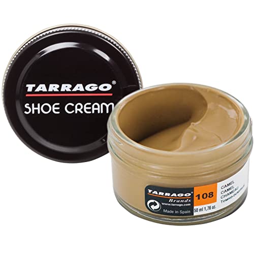 Tarrago Shoe Cream - Professional Shoe Polish With Carnauba Wax To Re-Color And Polish - Smooth Leather Shoes And Boots- Over 100 Colors - 50 Ml/ 1.7Fl. Oz - Camel #108 #TOP20
