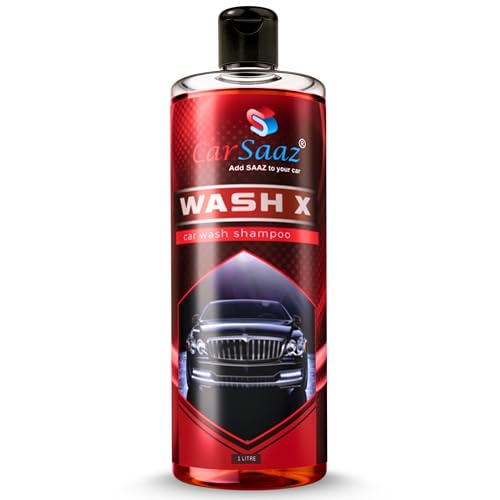 Image of CAR SAAZ Wash X Car & Bike Wash Shampoo (1 Ltr) | Premium Wash & Shine Car Shampoo | Safe for All Paint Types | Thick Foam, Super Suds, pH Balanced, Shine Enhancing Formula | Clean & Protect (1000ml)