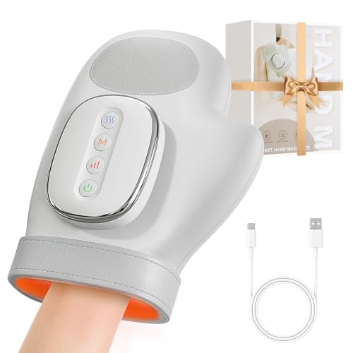 Voluart Hand Massager for Arthritis and Carpal Tunnel Relief, Heated Air Compression Therapy for Finger, Palm & Wrist Pain, Portable Cordless Electric Hand Massager